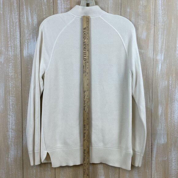 Loro Piana Women's Sweater Size 42 Cream Raglan Full-Zip Pockets Silk Blend READ - Picture 7 of 13